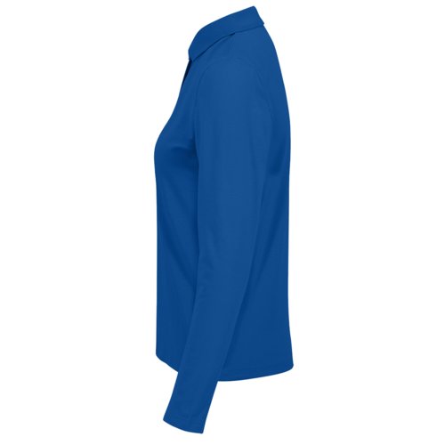 Knigsblaues Baumwoll-Poloshirt mit langen rmeln fr Damen.