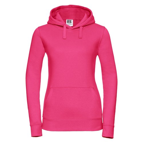 Fuchsiafarbener Baumwoll-Polyester-Hoodie mit Kapuze und Kngurutasche.