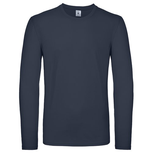Marineblaues Baumwoll-Langarmshirt fr Herren.