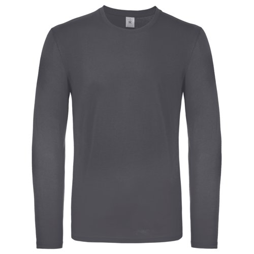 Dunkelgraues Baumwoll-Langarmshirt fr Herren.