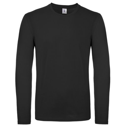 Schwarzes Baumwoll-Langarmshirt.