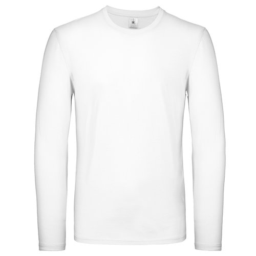 Weisses Baumwoll-Langarmshirt fr Herren.