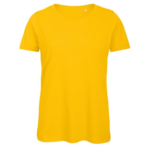 Goldgelbes Bio-Baumwoll T-Shirt fr Damen.