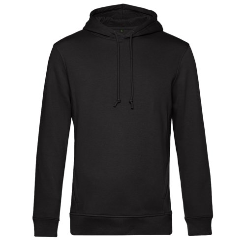 Schwarzer Baumwoll-Polyester-Hoodie mit Kapuze und Kordelzug.