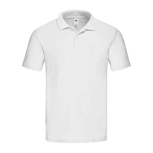 Weies Baumwoll-Poloshirt fr Herren mit kurzer Knopfleiste.