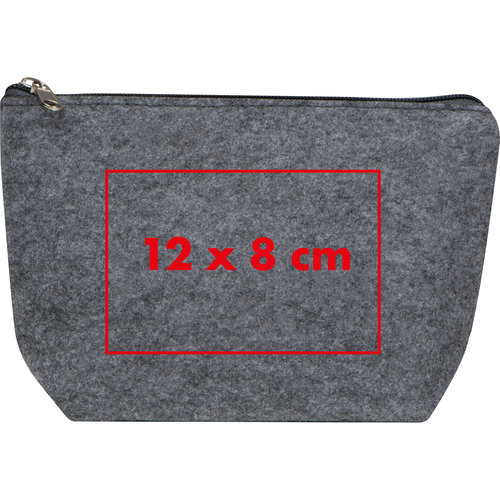 Graue RPET Kosmetiktasche mit Reiverschluss.