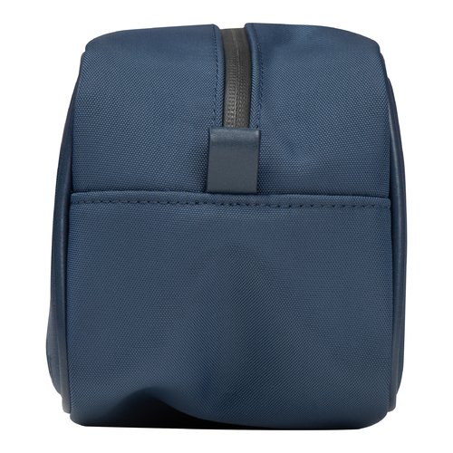 Dunkelblaue Kosmetiktasche mit Reiverschluss.