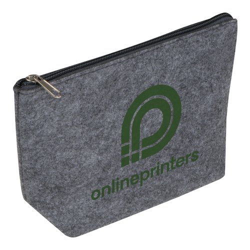 Anthrazitfarbene RPET-Kosmetiktasche mit Reiverschluss.
