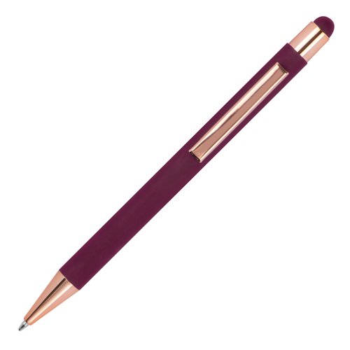 Burgunderfarbener Kugelschreiber mit Touch-Pen und Clip.