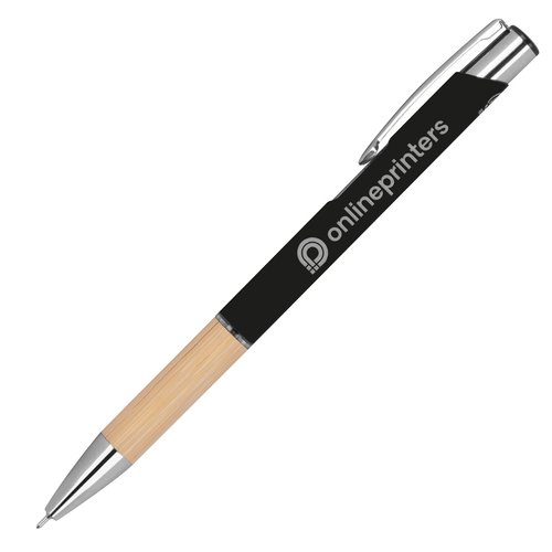 Schwarzer Recycling Gelstift mit Clip und Druckmechanismus.