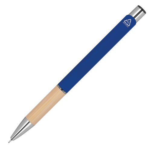 Blauer Recycling-Gelstift mit Kappe.
