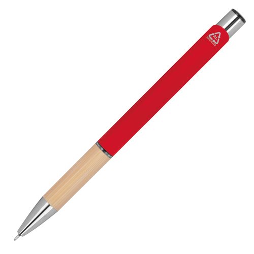 Roter Recycling-Gelstift mit Mine und Kappe.