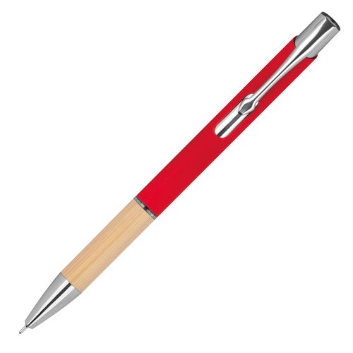 Roter Gelstift aus recyceltem Material mit Clip.