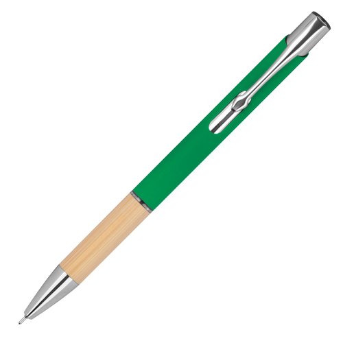 Grner Gelschreiber aus recyceltem Material mit Clip.