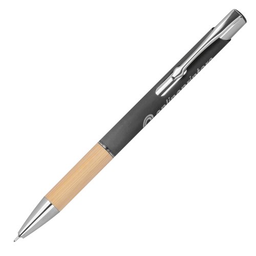 Anthrazitfarbener Recycling-Gelstift mit Metallelementen.
