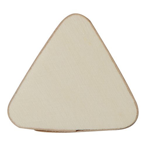 Beiges Holz-Schreibset mit dreieckiger Form.