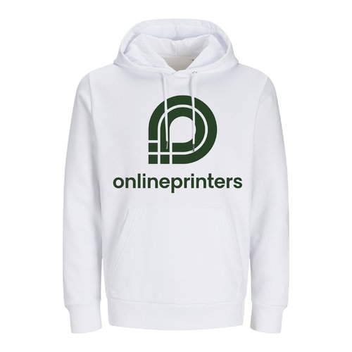 Weier Baumwoll-Hoodie, Unisex, mit Kapuze und Kngurutasche.