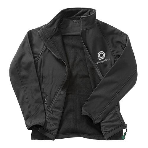 Schwarze Softshelljacke aus Polyester f�r Damen mit durchgehendem Rei�verschluss.