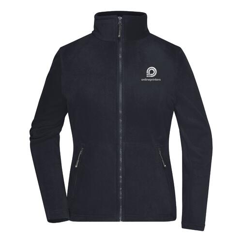 Marineblaue Fleecejacke aus Polyester f�r Damen mit durchgehendem Rei�verschluss.
