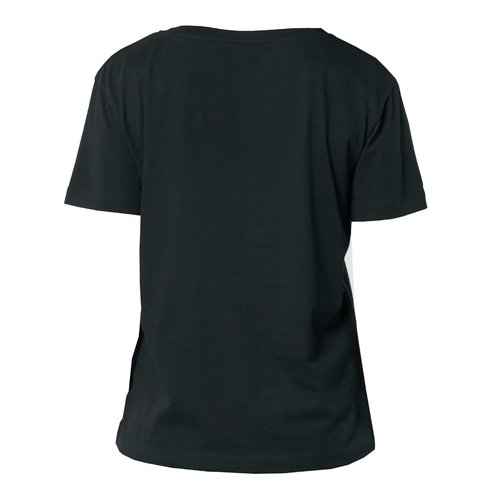 Schwarzes Damen T-Shirt aus Bio-Baumwolle mit kurzem Arm.