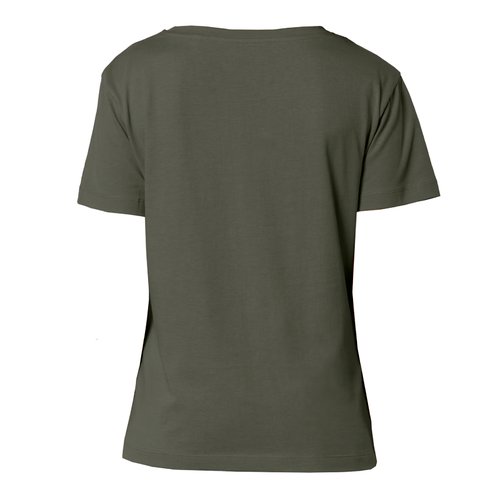 Khaki Baumwoll-T-Shirt f�r Damen mit kurzen �rmeln.