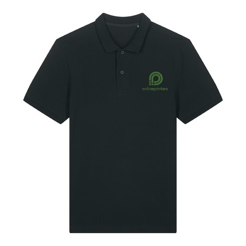 Schwarzes Poloshirt aus Bio-Baumwolle f�r Herren mit kurzer Knopfleiste.
