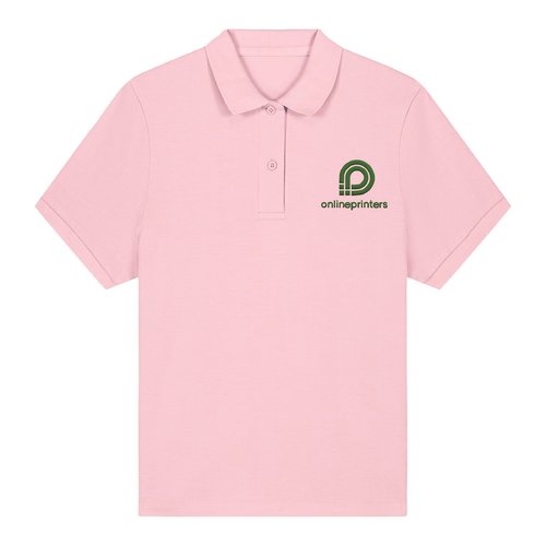 Rosa Poloshirt aus Bio-Baumwolle f�r Damen mit kurzen �rmeln.