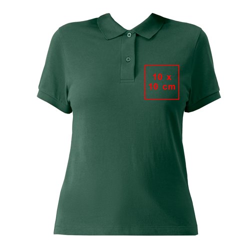 Grünes Damen Poloshirt aus Baumwolle mit kurzer Knopfleiste.