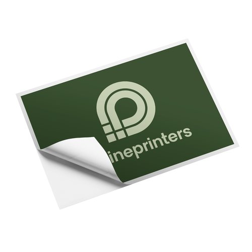 Rechteckiger Aufkleber aus Papier in individueller Form.