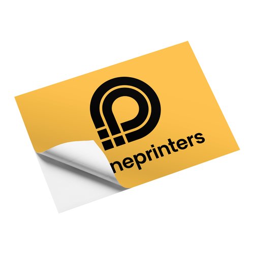 Eckige Papieraufkleber in individueller Form, selbstklebend.