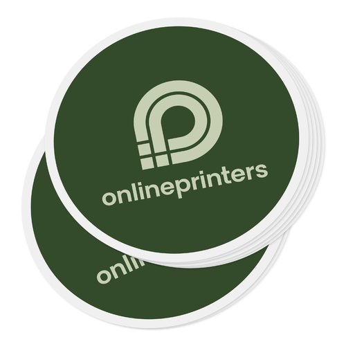 Grner Papier-Aufkleber, haftend, in runder Form