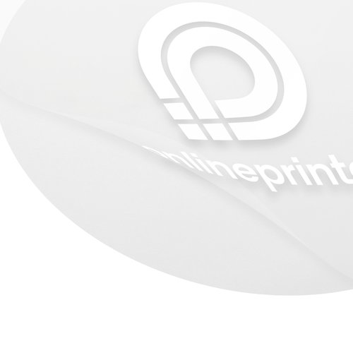 Weier Aufkleber aus Papier in individueller Form.