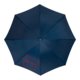 Blauer Automatik-Regenschirm mit Bezug und Gestell.