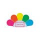 Mehrfarbige Textmarker in Blumenform mit fnf Farben.