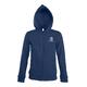 Marineblaue Damen Sweatjacke aus Baumwollmischgewebe mit Kapuze und durchgehendem Rei�verschluss.