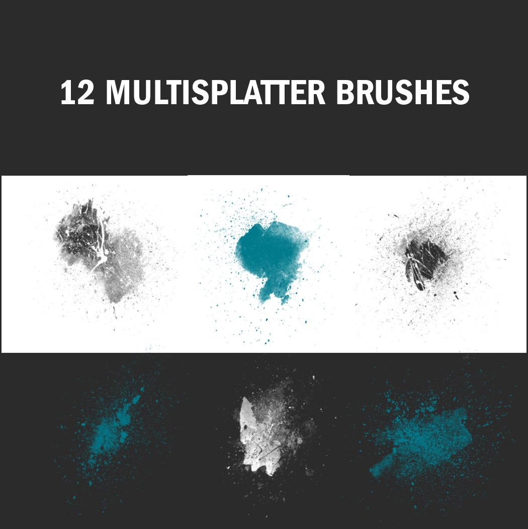 Diese Multisplatter Brushes sind eine Kombination aus Aquarell und Farbspritzern.