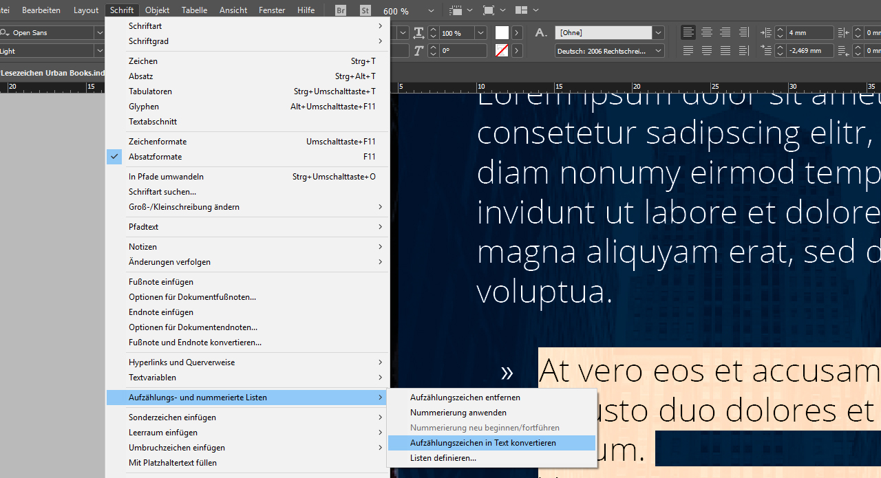 InDesign Aufzählungszeichen: Bullet Points einfügen & ändern